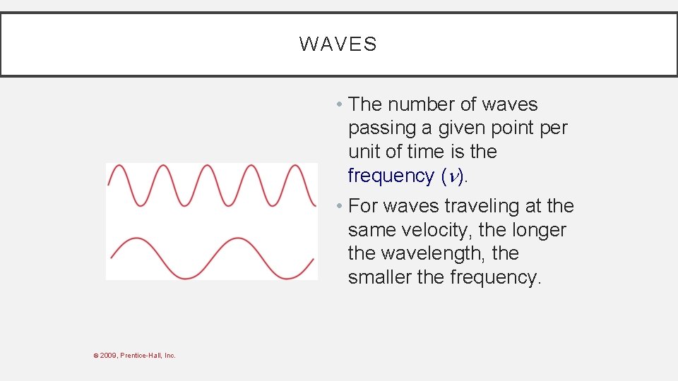 WAVES • The number of waves passing a given point per unit of time