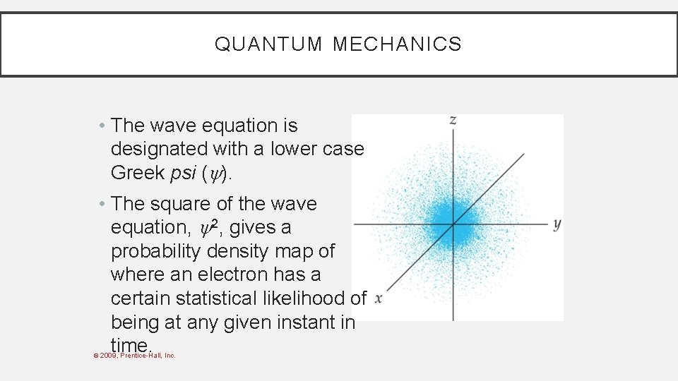 QUANTUM MECHANICS • The wave equation is designated with a lower case Greek psi