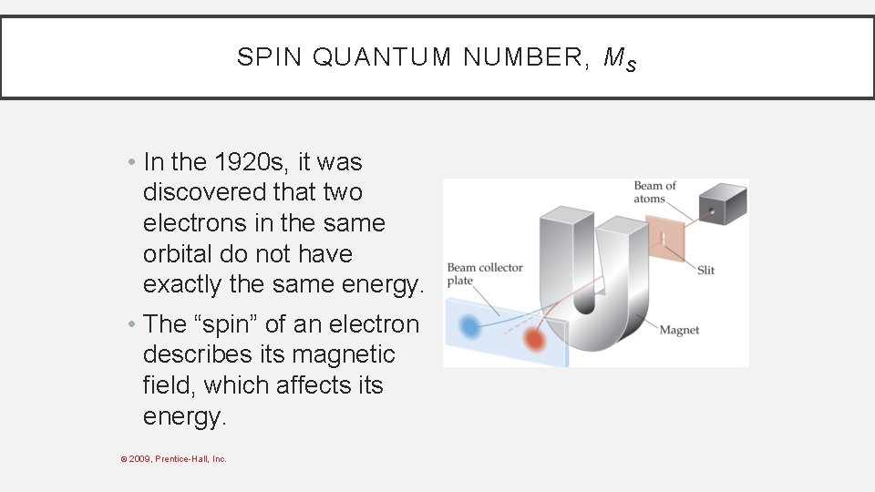 SPIN QUANTUM NUMBER, M S • In the 1920 s, it was discovered that