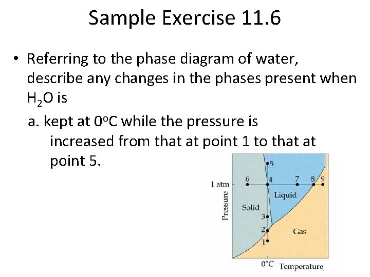 Sample Exercise 11. 6 • Referring to the phase diagram of water, describe any