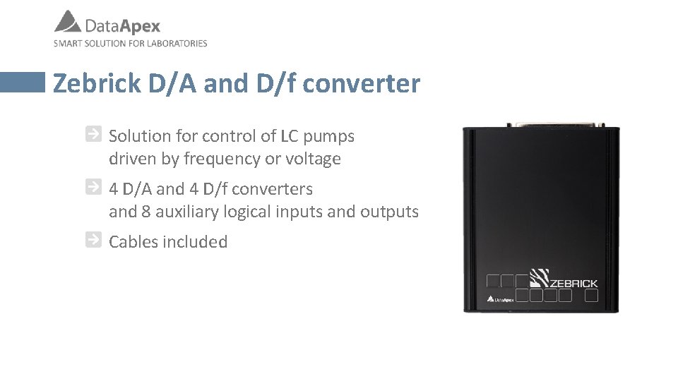 Zebrick D/A and D/f converter Solution for control of LC pumps driven by frequency
