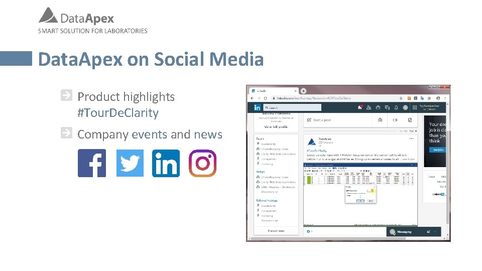 Data. Apex on Social Media Product highlights #Tour. De. Clarity Company events and news