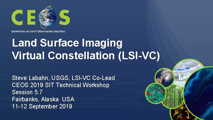 Committee on Earth Observation Satellites Land Surface Imaging Virtual Constellation (LSI-VC) Steve Labahn, USGS,
