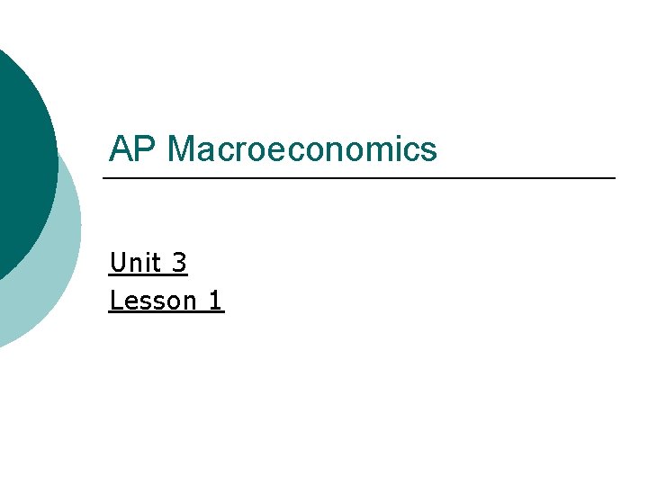 AP Macroeconomics Unit 3 Lesson 1 