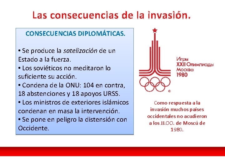 Las consecuencias de la invasión. CONSECUENCIAS DIPLOMÁTICAS. • Se produce la satelización de un