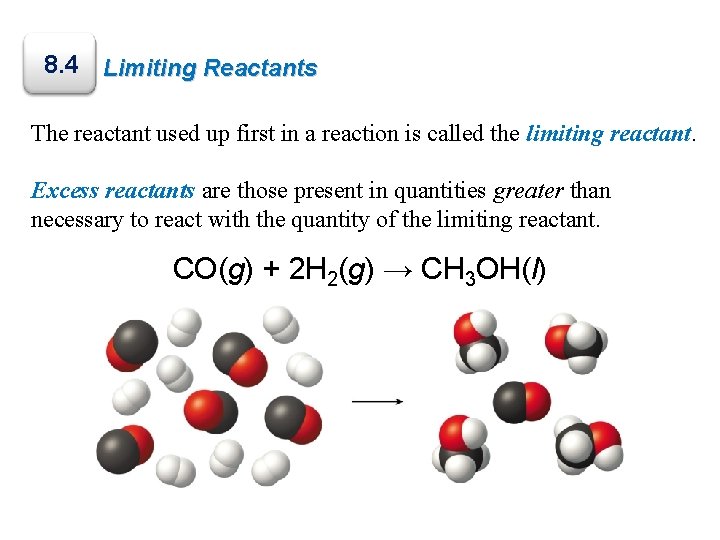 8. 4 Limiting Reactants The reactant used up first in a reaction is called 8. 4 Limiting Reactants The reactant used up first in a reaction is called
