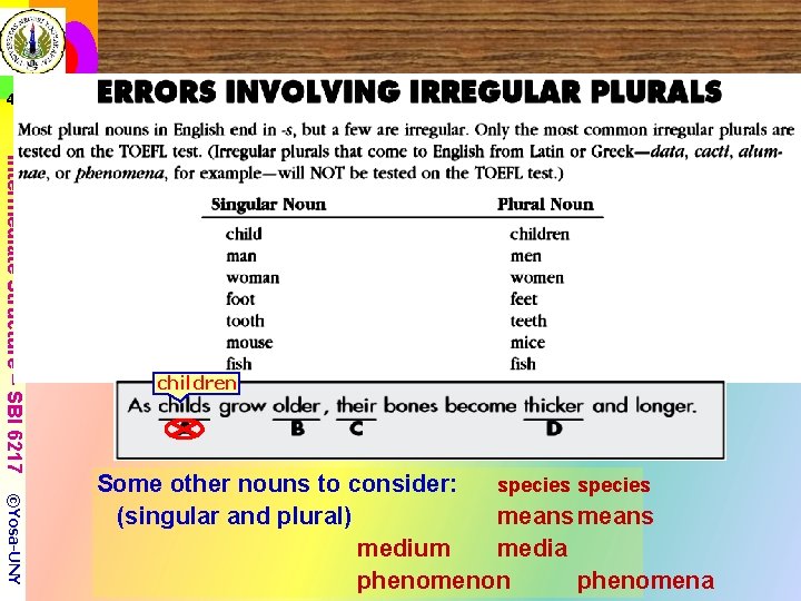 4 Intermediate Structure – SBI 6217 children ©Yosa-UNY Some other nouns to consider: species