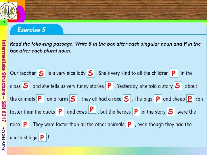 7 P Intermediate Structure – SBI 6217 P ©Yosa-UNY P S P P P