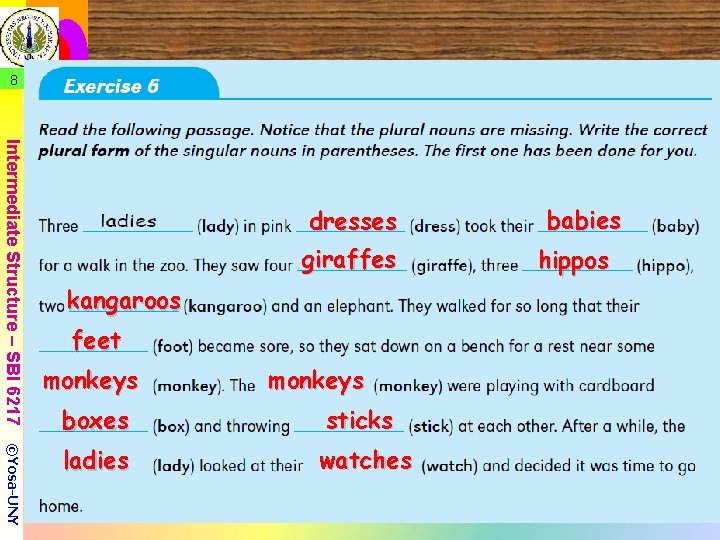 8 Intermediate Structure – SBI 6217 dresses giraffes kangaroos feet monkeys ©Yosa-UNY boxes sticks