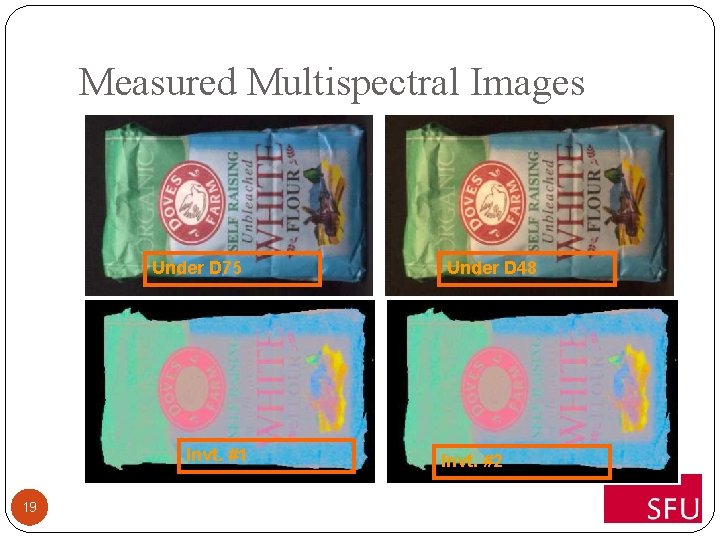 Measured Multispectral Images Under D 75 Invt. #1 19 Under D 48 Invt. #2