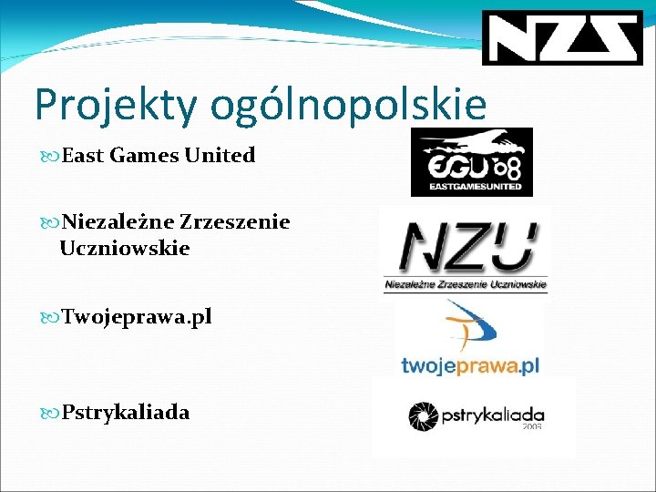 Projekty ogólnopolskie East Games United Niezależne Zrzeszenie Uczniowskie Twojeprawa. pl Pstrykaliada 