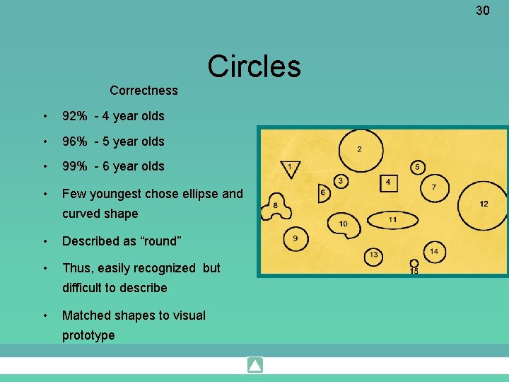 30 Correctness Circles • 92% - 4 year olds • 96% - 5 year