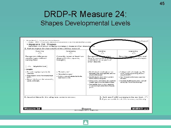 45 DRDP-R Measure 24: Shapes Developmental Levels 