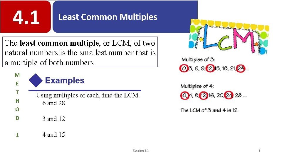 The least common multiple, or LCM, of two natural numbers is the smallest number