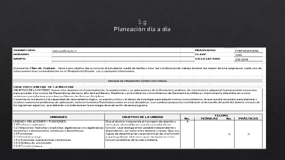 5. g Planeación día a día 