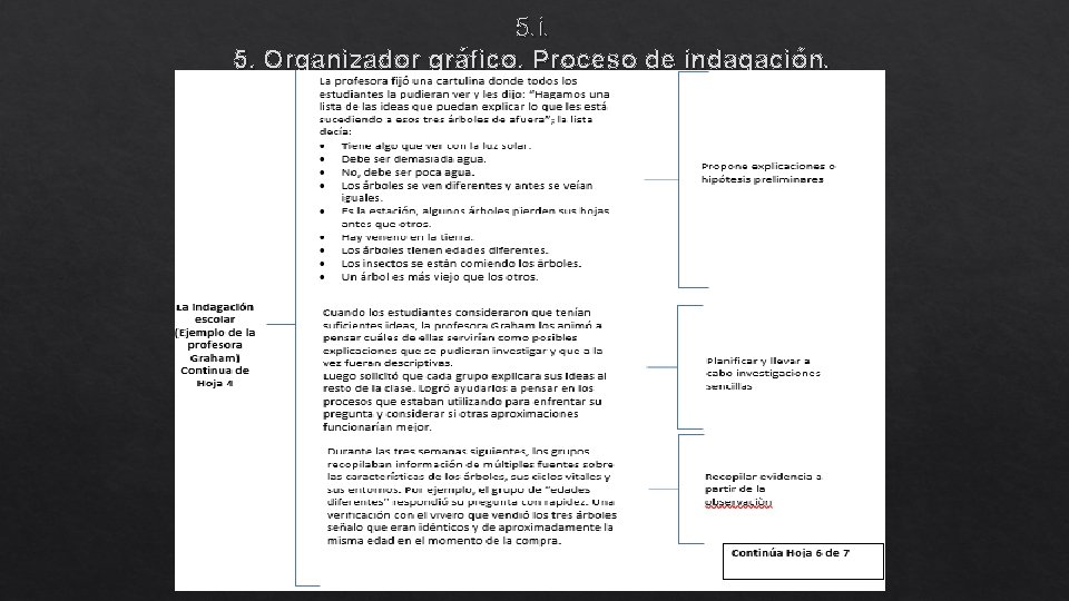 5. i. 5. Organizador gráfico. Proceso de indagación. 