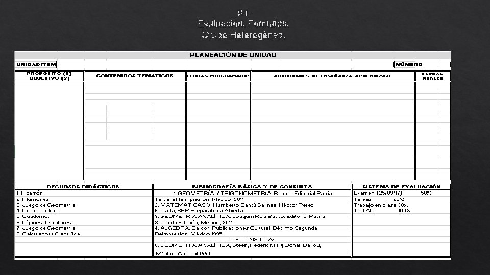 5. i. Evaluación. Formatos. Grupo Heterogéneo. 