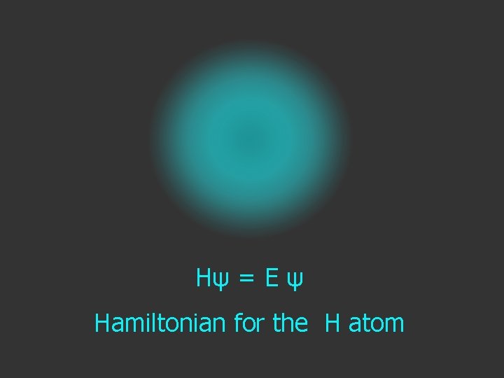 Hψ = E ψ Hamiltonian for the H atom 