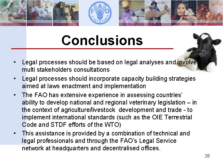 Conclusions • Legal processes should be based on legal analyses and involve multi stakeholders