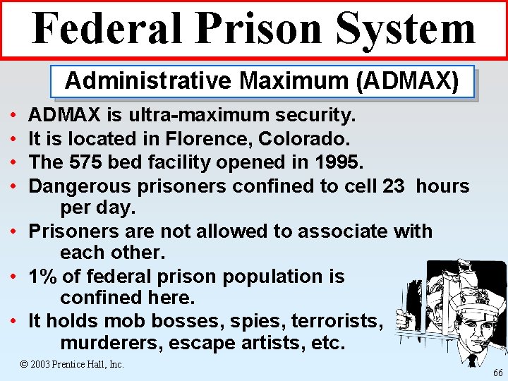 Federal Prison System Administrative Maximum (ADMAX) • • ADMAX is ultra-maximum security. It is