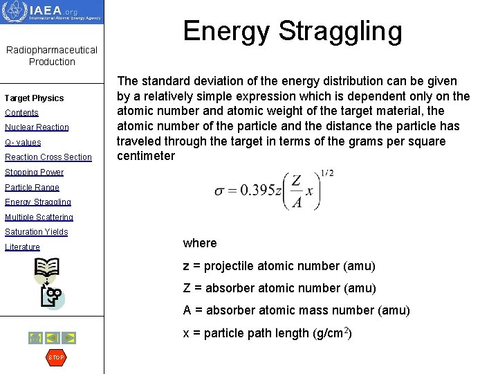 Radiopharmaceutical Production Target Physics Contents Nuclear Reaction Q- values Reaction Cross Section Energy Straggling