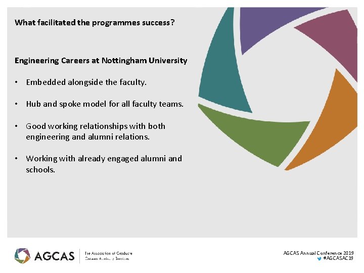 What facilitated the programmes success? Engineering Careers at Nottingham University • Embedded alongside the