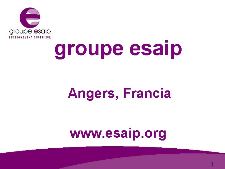 groupe esaip Angers, Francia groupe www. esaip. org 1 