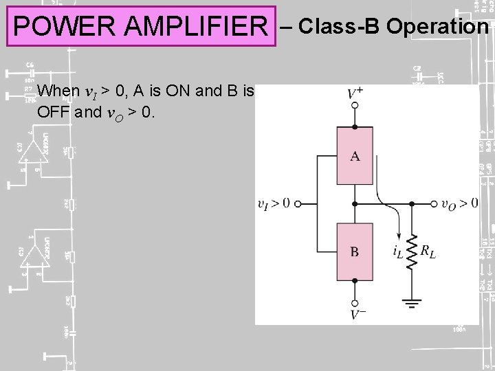 POWER AMPLIFIER When v. I > 0, A is ON and B is OFF