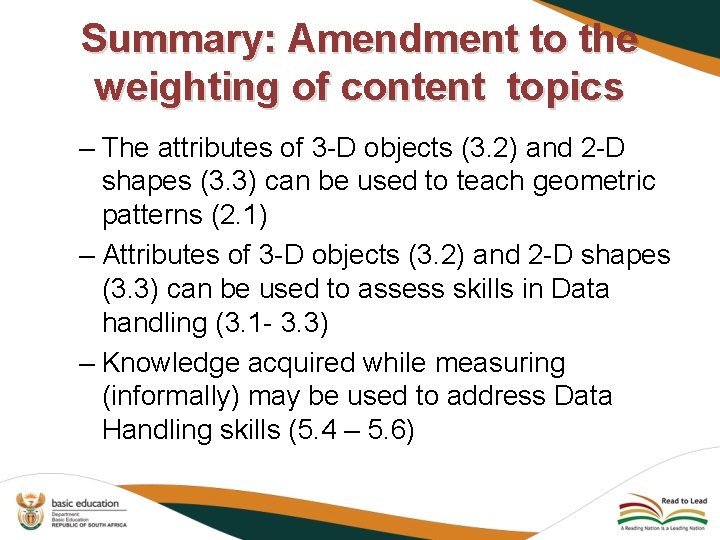 Summary: Amendment to the weighting of content topics – The attributes of 3 -D