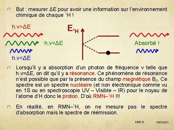 But : mesurer ΔE pour avoir une information sur l’environnement chimique de chaque 1