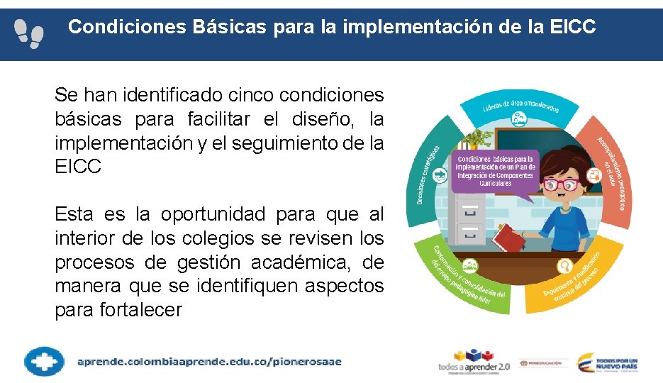 Condiciones Básicas para la implementación de la EICC Se han identificado cinco condiciones básicas