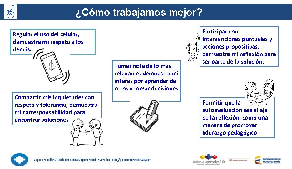 ¿Cómo trabajamos mejor? ? Regular el uso del celular, demuestra mi respeto a los