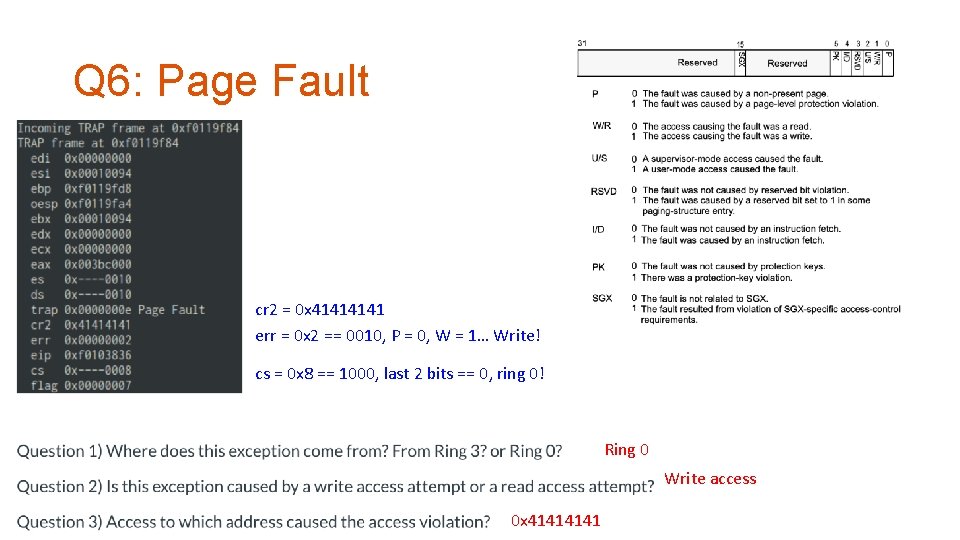 Q 6: Page Fault cr 2 = 0 x 4141 err = 0 x