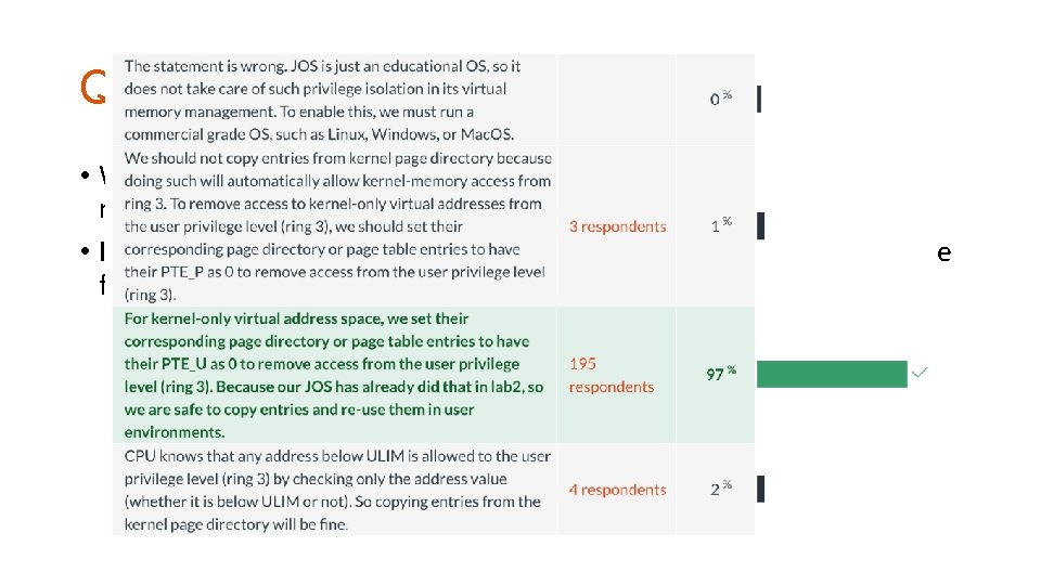 Q 1: Virtual Memory Mapping in JOS • We copied entries from kernel page