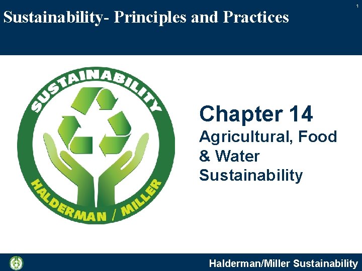 Sustainability- Principles and Practices 1 Chapter 14 Agricultural, Food & Water Sustainability Halderman/Miller Sustainability