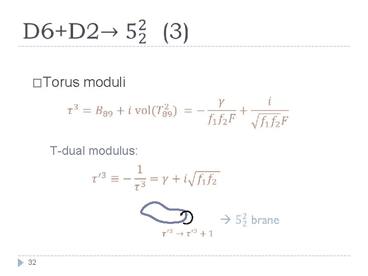  �Torus moduli T-dual modulus: 32 