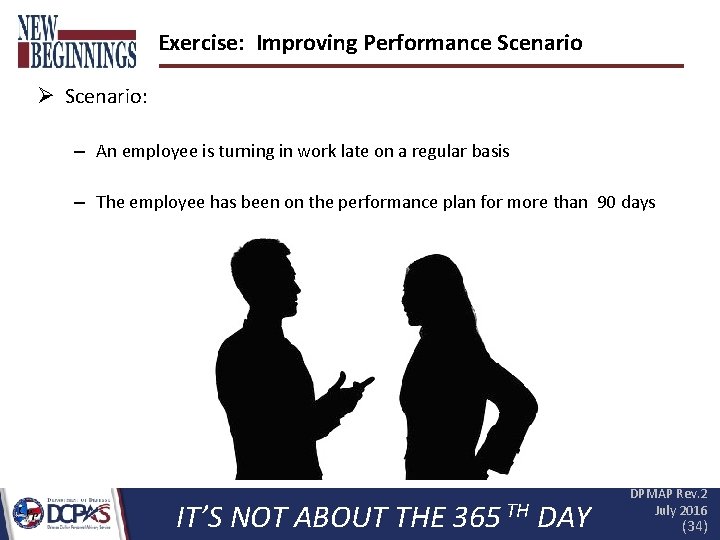 Exercise: Improving Performance Scenario Ø Scenario: – An employee is turning in work late