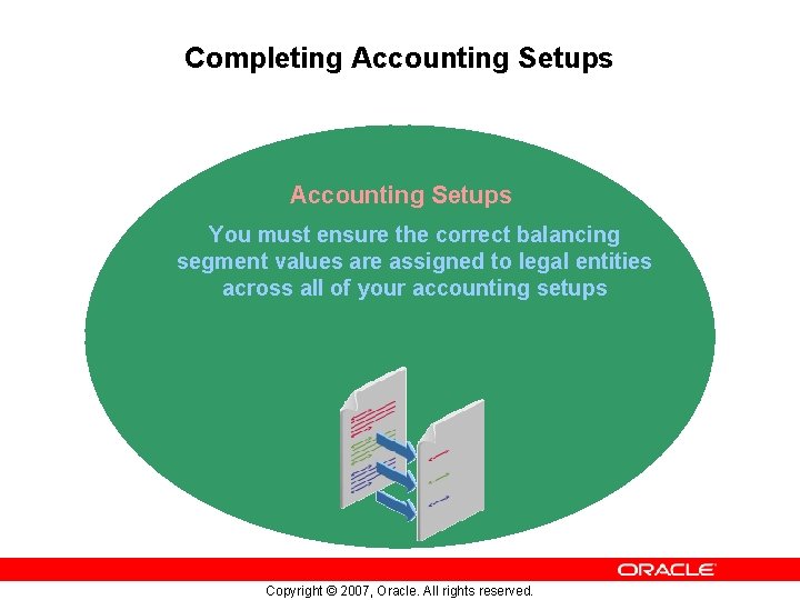 Completing Accounting Setups You must ensure the correct balancing segment values are assigned to
