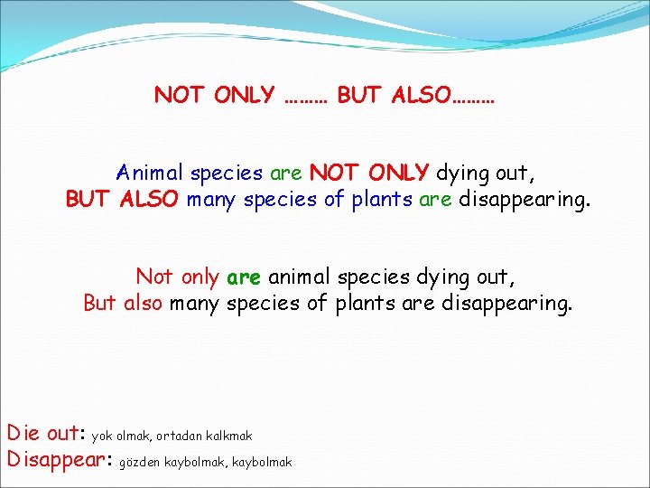 NOT ONLY ……… BUT ALSO……… Animal species are NOT ONLY dying out, BUT ALSO