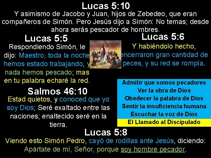 Lucas 5: 10 Y asimismo de Jacobo y Juan, hijos de Zebedeo, que eran