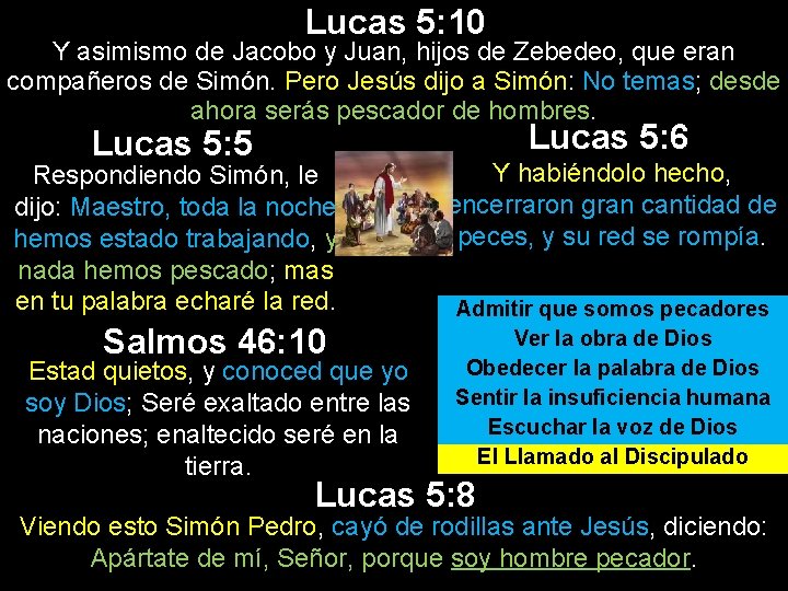 Lucas 5: 10 Y asimismo de Jacobo y Juan, hijos de Zebedeo, que eran