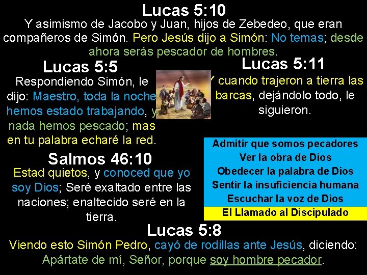 Lucas 5: 10 Y asimismo de Jacobo y Juan, hijos de Zebedeo, que eran