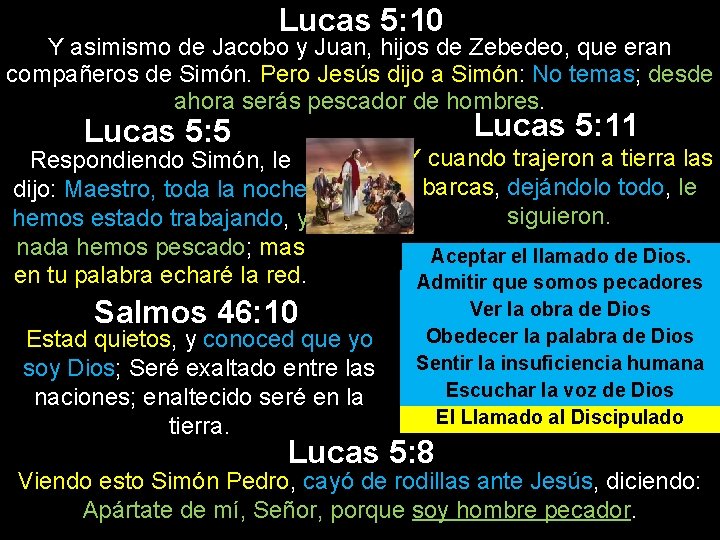 Lucas 5: 10 Y asimismo de Jacobo y Juan, hijos de Zebedeo, que eran