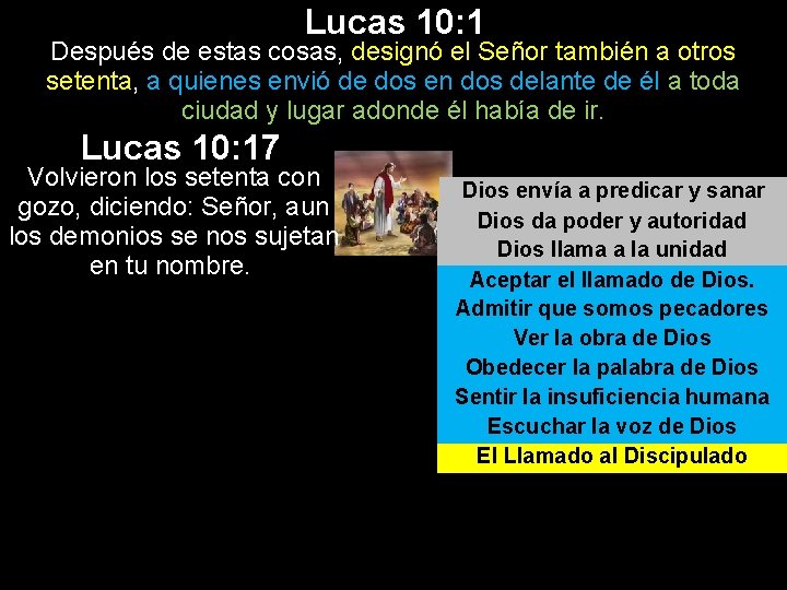 Lucas 10: 1 Después de estas cosas, designó el Señor también a otros setenta,