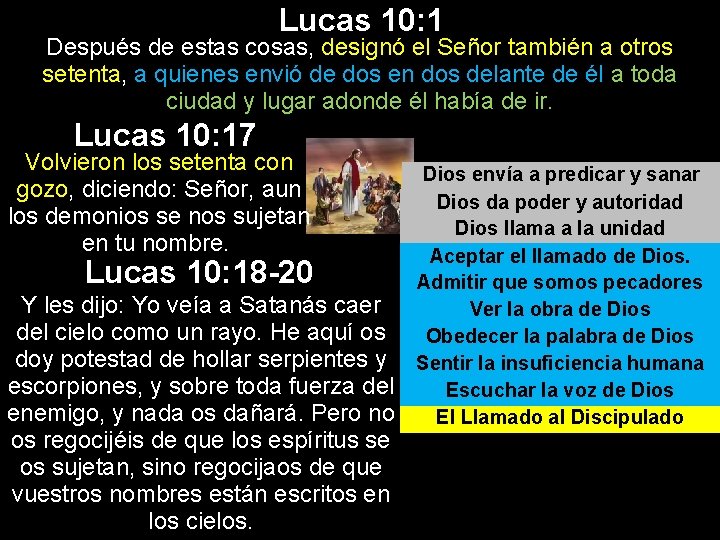 Lucas 10: 1 Después de estas cosas, designó el Señor también a otros setenta,