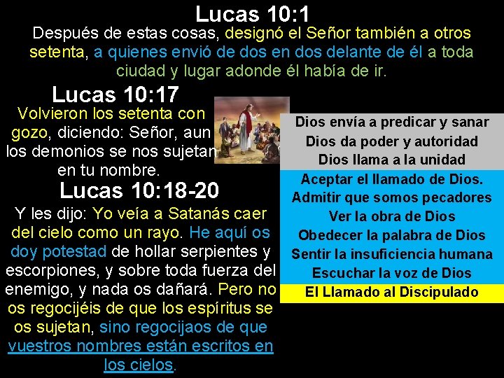 Lucas 10: 1 Después de estas cosas, designó el Señor también a otros setenta,