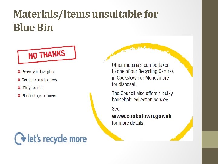 Materials/Items unsuitable for Blue Bin 