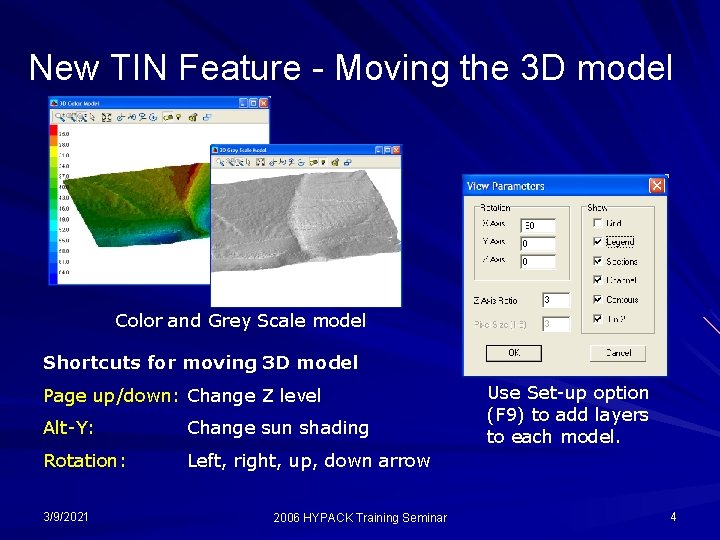 New TIN Feature - Moving the 3 D model Color and Grey Scale model