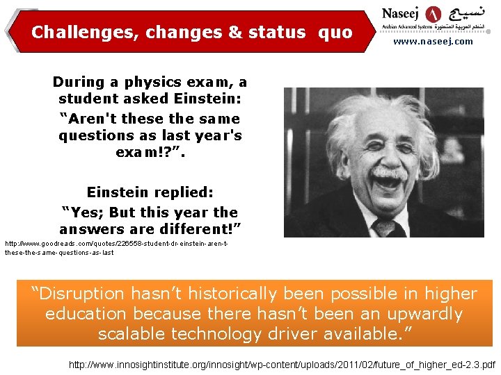 Challenges, changes & status quo www. naseej. com During a physics exam, a student