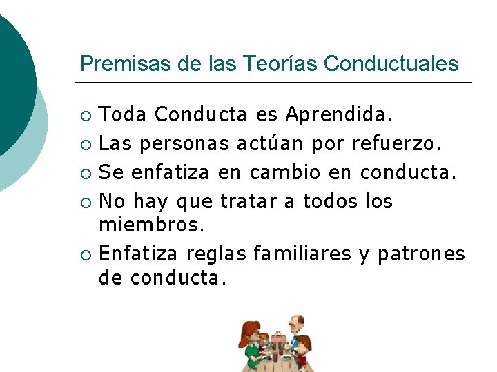 Premisas de las Teorías Conductuales Toda Conducta es Aprendida. ¡ Las personas actúan por